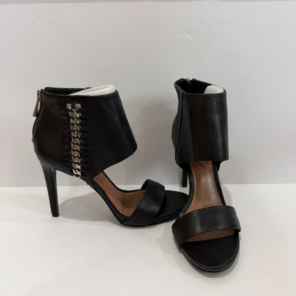 Vince Camuto Freya Black Leather Studded Ankle Bootie Heels 7
